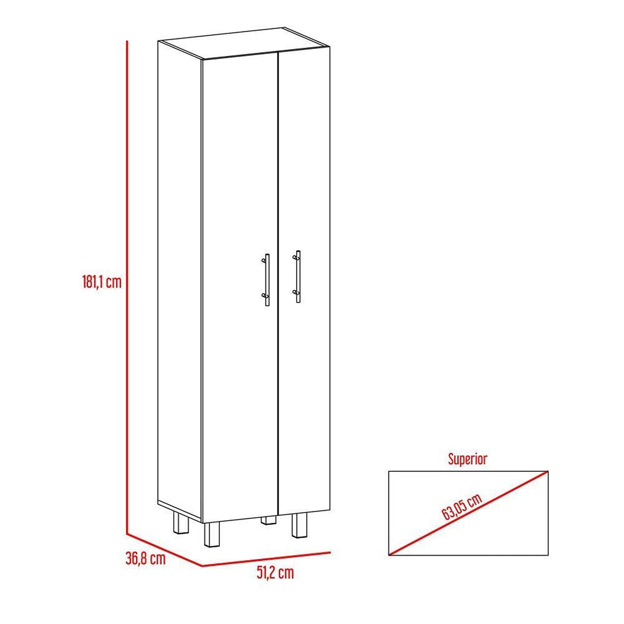 Mueble de Aseo Nala Blanco 51x181.1cm con Dos Puertas - Muebles Organizadores | Bylmo