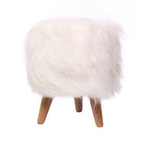 Puff Andy Blanco 31 cm con Patas de Madera - Sillas | Bylmo
