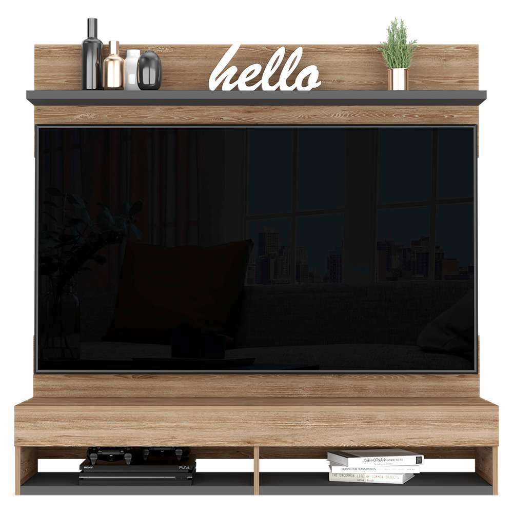 Panel de TV 2AZ Miel 137.7x134.6cm para TV Hasta 60 Pulgadas y con Dos Compartimientos
