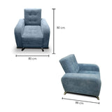 Poltrona Azalea Azul 80 cm de Tela sin Cojines Decorativos