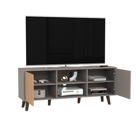 Rack de TV Funes Taupe 150x60cm para TV Hasta 65" Pulgadas con Seis Compartimientos - Muebles de TV | Bylmo