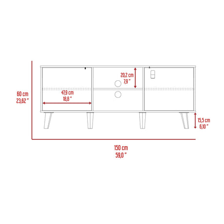 Rack de TV Funes Taupe 150x60cm para TV Hasta 65" Pulgadas con Seis Compartimientos - Muebles de TV | Bylmo