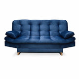 Sala Clic Clac Fendik Azul 210 cm con Sofá de 3 Puestos, 2 Poltronas Reclinables y Cojines Decorativos