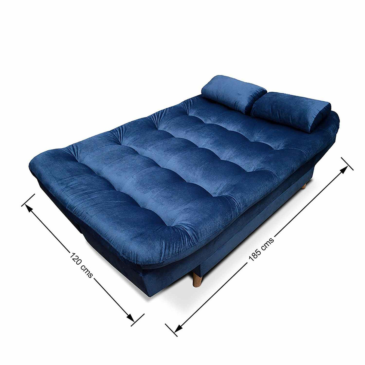 Sala Clic Clac Fendik Azul 210 cm con Sofá de 3 Puestos, 2 Poltronas Reclinables y Cojines Decorativos