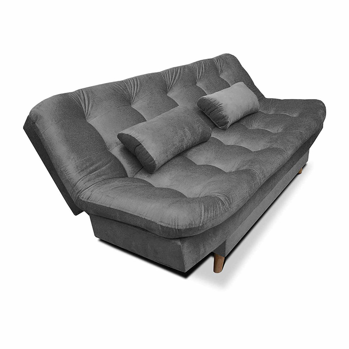 Sala Clic Clac Fendik Gris 210 cm con Sofá de 3 Puestos, 2 Poltronas Reclinables y Cojines Decorativos