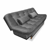 Sala Clic Clac Fendik Gris 210 cm con Sofá de 3 Puestos, 2 Poltronas Reclinables y Cojines Decorativos