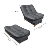 Sala Clic Clac Fendik Gris 210 cm con Sofá de 3 Puestos, 2 Poltronas Reclinables y Cojines Decorativos