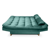 Sala Clic Clac Fendik Turquesa 210 cm con Sofá de 3 Puestos, 2 Poltronas Reclinables y Cojines Decorativos