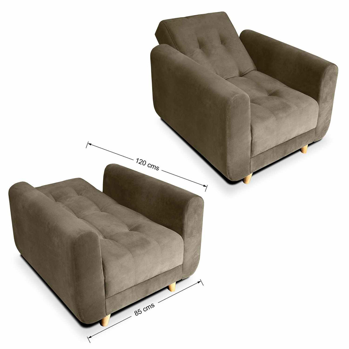Silla Poltrona Archer Camel 85x90cm De Un Puesto Reclinable con Apoya Brazos