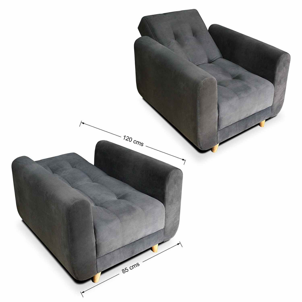 Silla Poltrona Archer Gris 85x90cm De Un Puesto Reclinable con Apoya Brazos