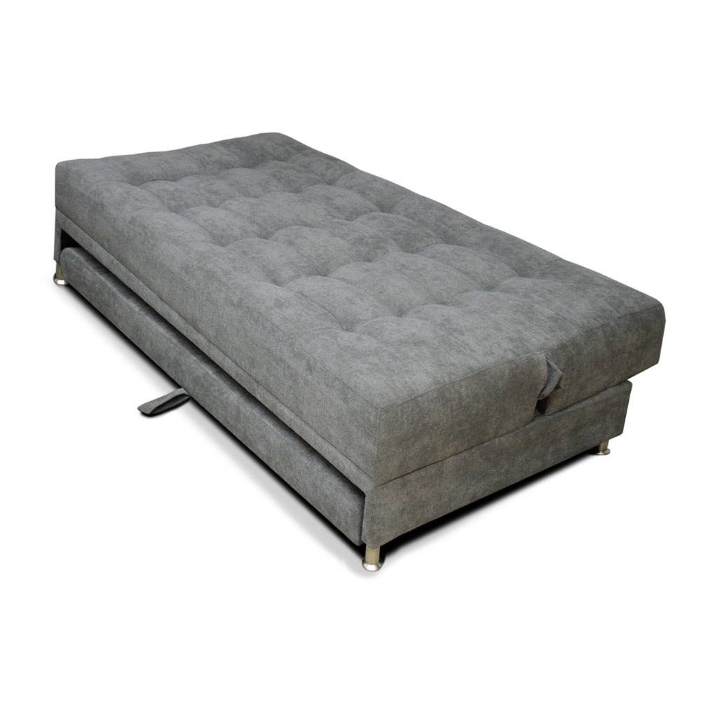 Sofá Cama Gris 190x90cm De 3 Puestos Reclinable sin Apoya Brazos