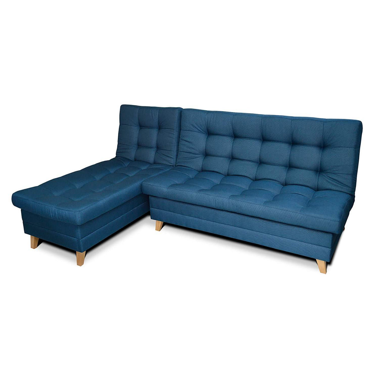 Sofá Cama Esquinero Carvallo Azul 210x90cm De 3 Puestos Reclinable sin Apoya Brazos