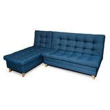 Sofá Cama Esquinero Carvallo Azul 210x90cm De 3 Puestos Reclinable sin Apoya Brazos
