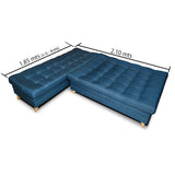 Sofá Cama Esquinero Carvallo Azul 210x90cm De 3 Puestos Reclinable sin Apoya Brazos