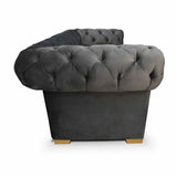 Sofá Chesterfield Gris 210x78cm De 3 Puestos con Apoya Brazos