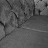 Sofá Chesterfield Gris 210x78cm De 3 Puestos con Apoya Brazos