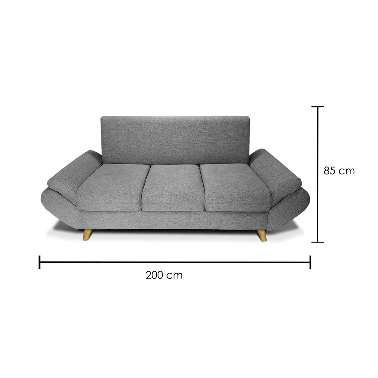Sofá Jade Gris 200x85cm De 3 Puestos sin Apoya Brazos