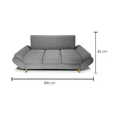 Sofá Jade Gris 200x85cm De 3 Puestos sin Apoya Brazos