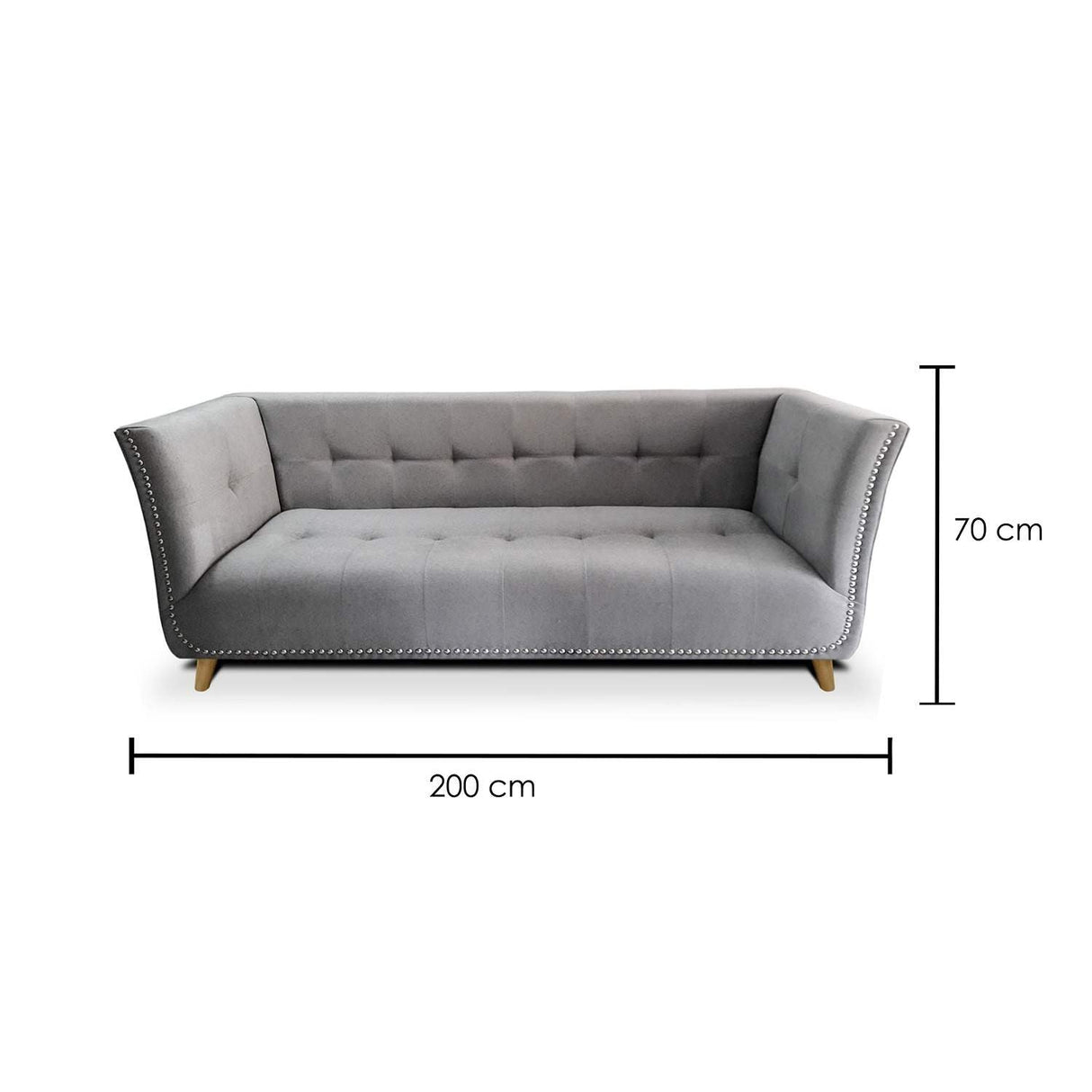Sofá Magallanes Gris 200x70cm De 3 Puestos con Apoya Brazos