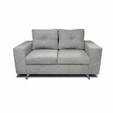 Combo Sofá y Puff Musso Gris 165x82cm De 3 Puestos con Apoya Brazos