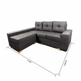 Sofá en L Burano Gris 200x92cm De 4 Puestos con Apoya Brazos y Modular