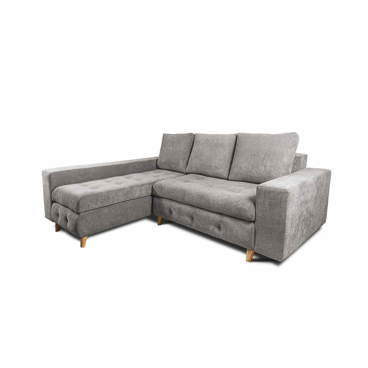 Sofá en L Saona Gris 210x94cm De 3 Puestos con Apoya Brazos