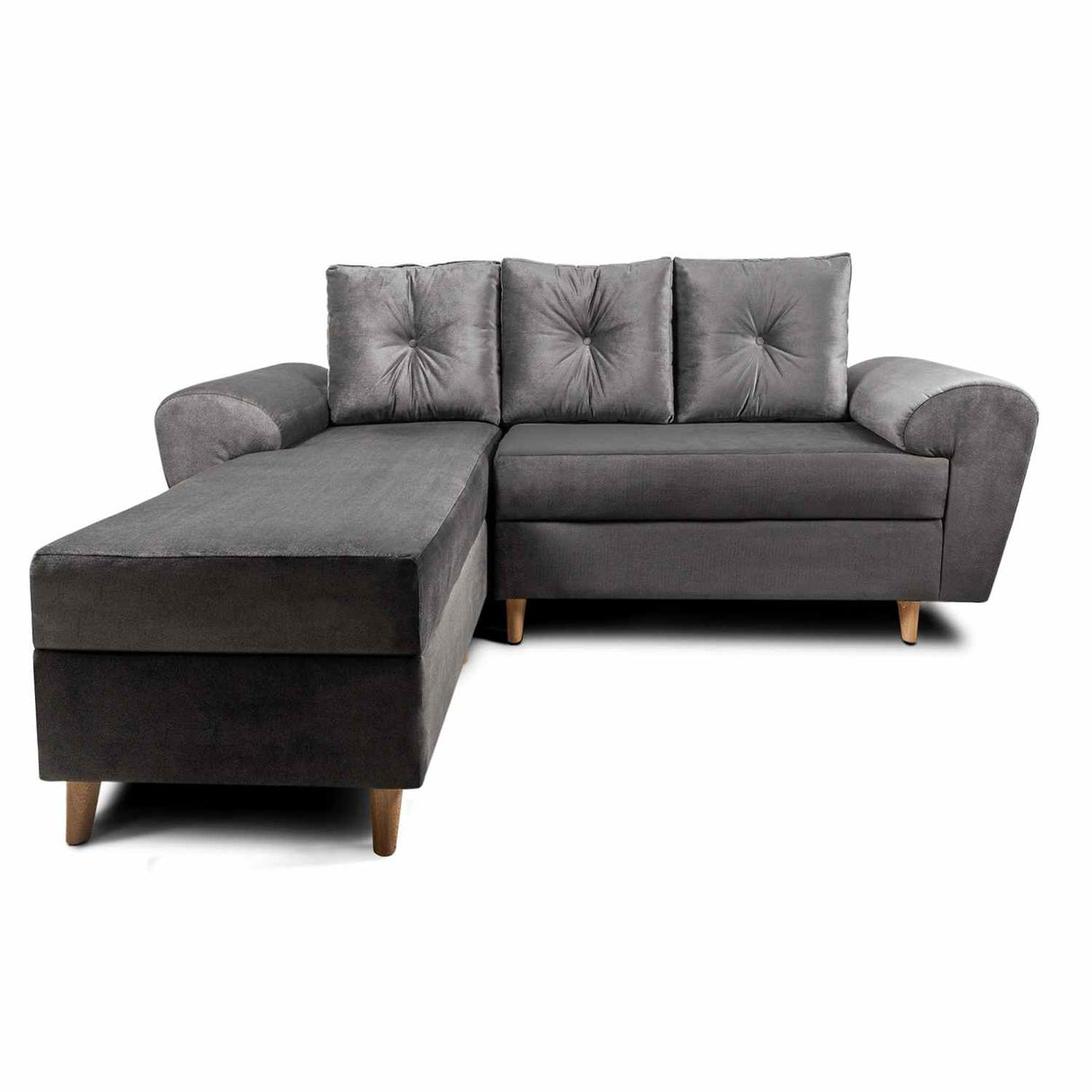 Sofá en L Varenna Gris 218x94cm De 3 Puestos con Apoya Brazos