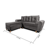 Sofá en L Varenna Gris 218x94cm De 3 Puestos con Apoya Brazos