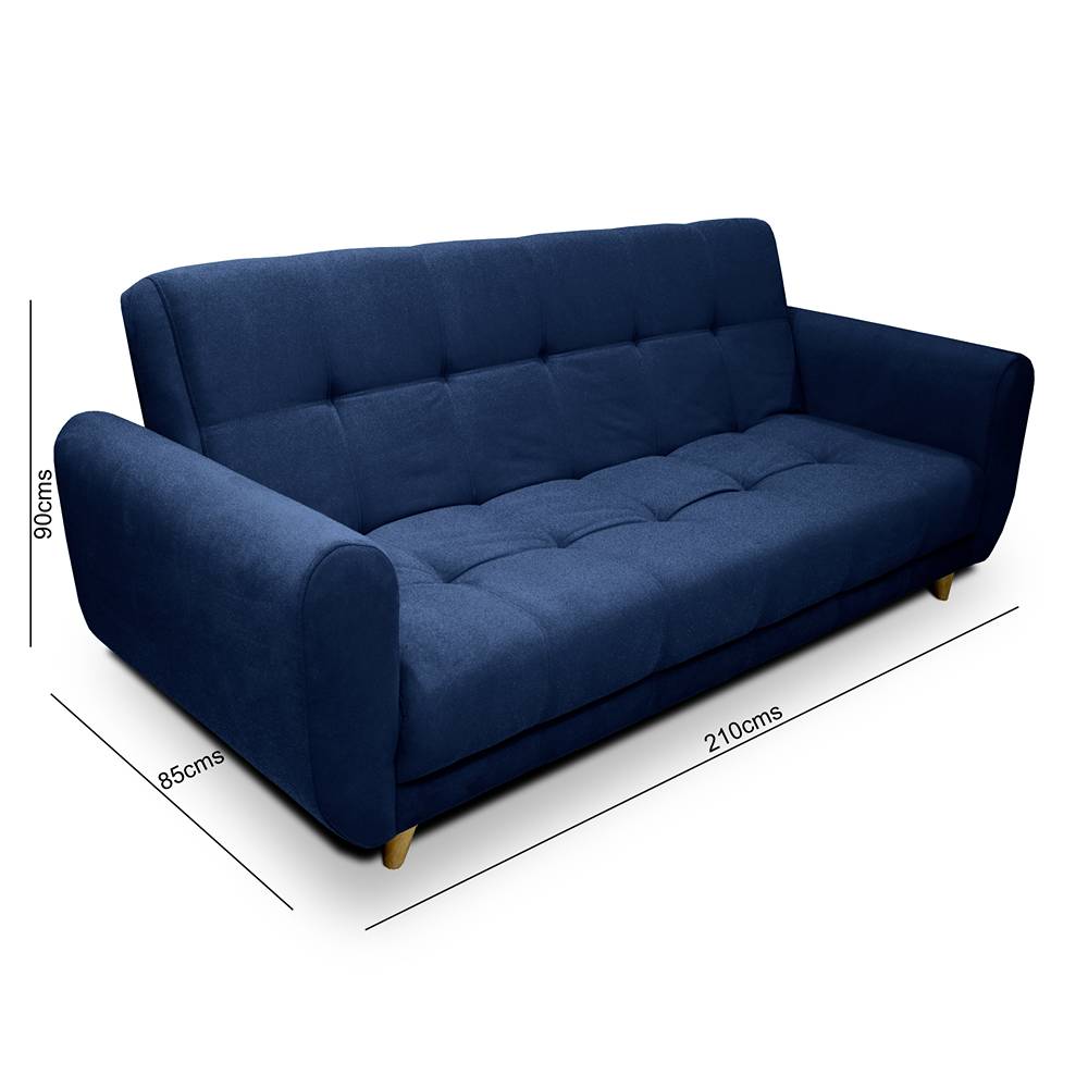 Sofacama Archer Azul 210x85cm de Tres Puestos Reclinable con Appoya Brazos
