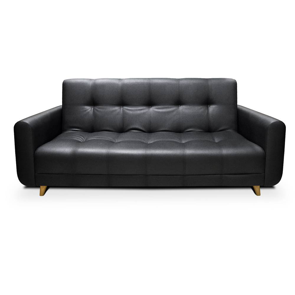 Sofá Cama Archer Negro 210x95cm De 3 Puestos Reclinable con Apoya Brazos