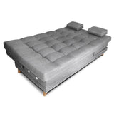 Sofá Cama Balmain Gris 185x95cm De 3 Puestos Reclinable con Apoya Brazos
