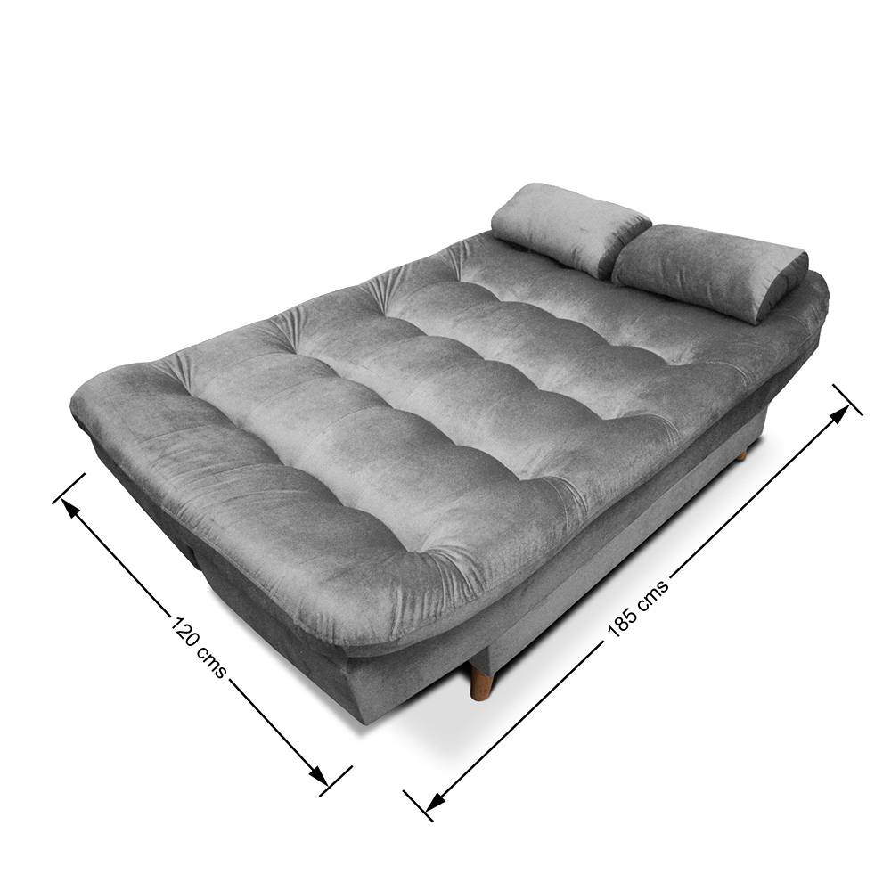 Sofá Cama Fendik Gris 185x90cm De 3 Puestos Reclinable sin Apoya Brazos