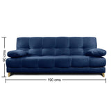 Sofá Cama Martins Azul 190x90cm De 3 Puestos Reclinable con Apoya Brazos