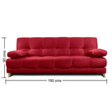 Sofá Cama Martins Rojo 190x90cm De 3 Puestos Reclinable con Apoya Brazos