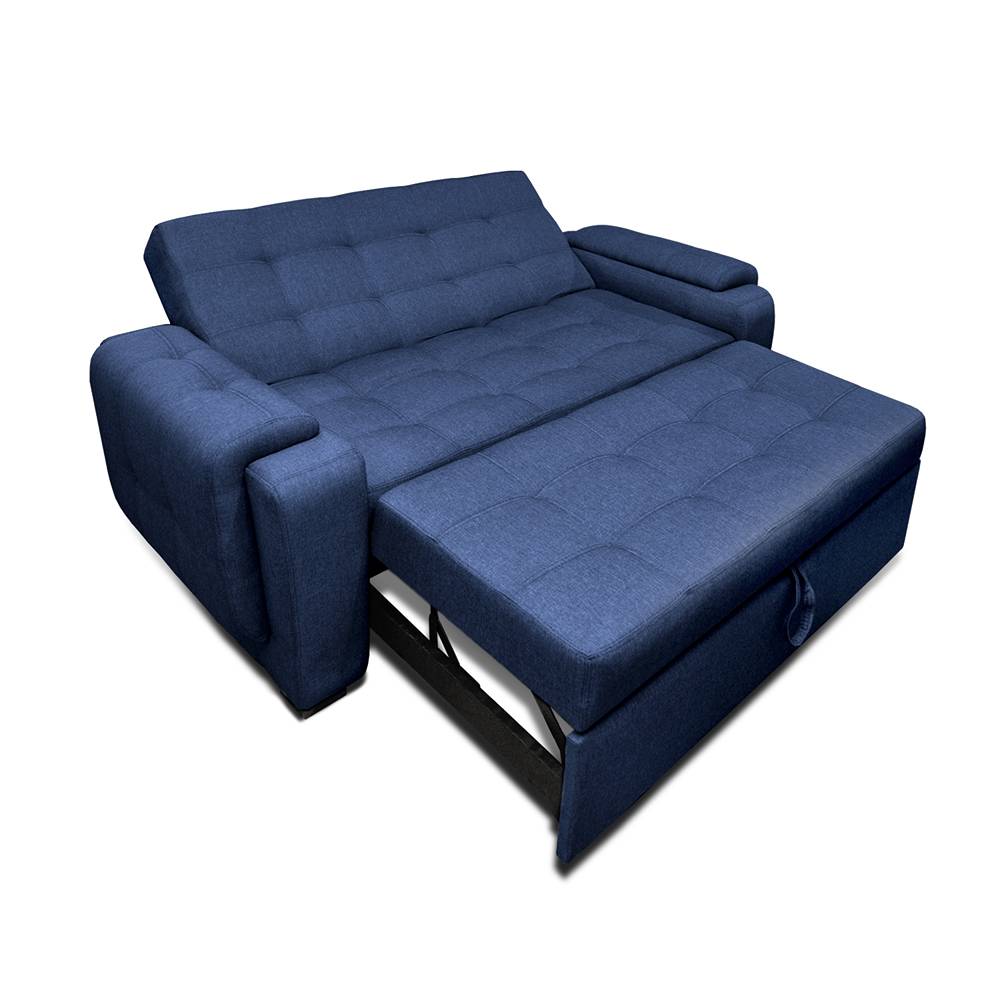 Sofá Cama Vignelli Azul 185x85cm De 3 Puestos Reclinable con Apoya Brazos