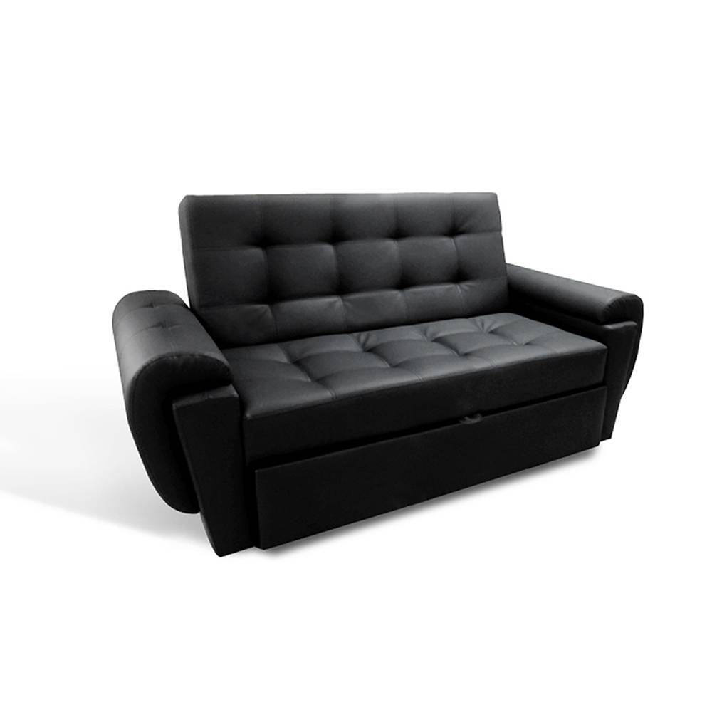 Sofá Cama Vignelli Negro 185x80cm De 3 Puestos Reclinable con Apoya Brazos