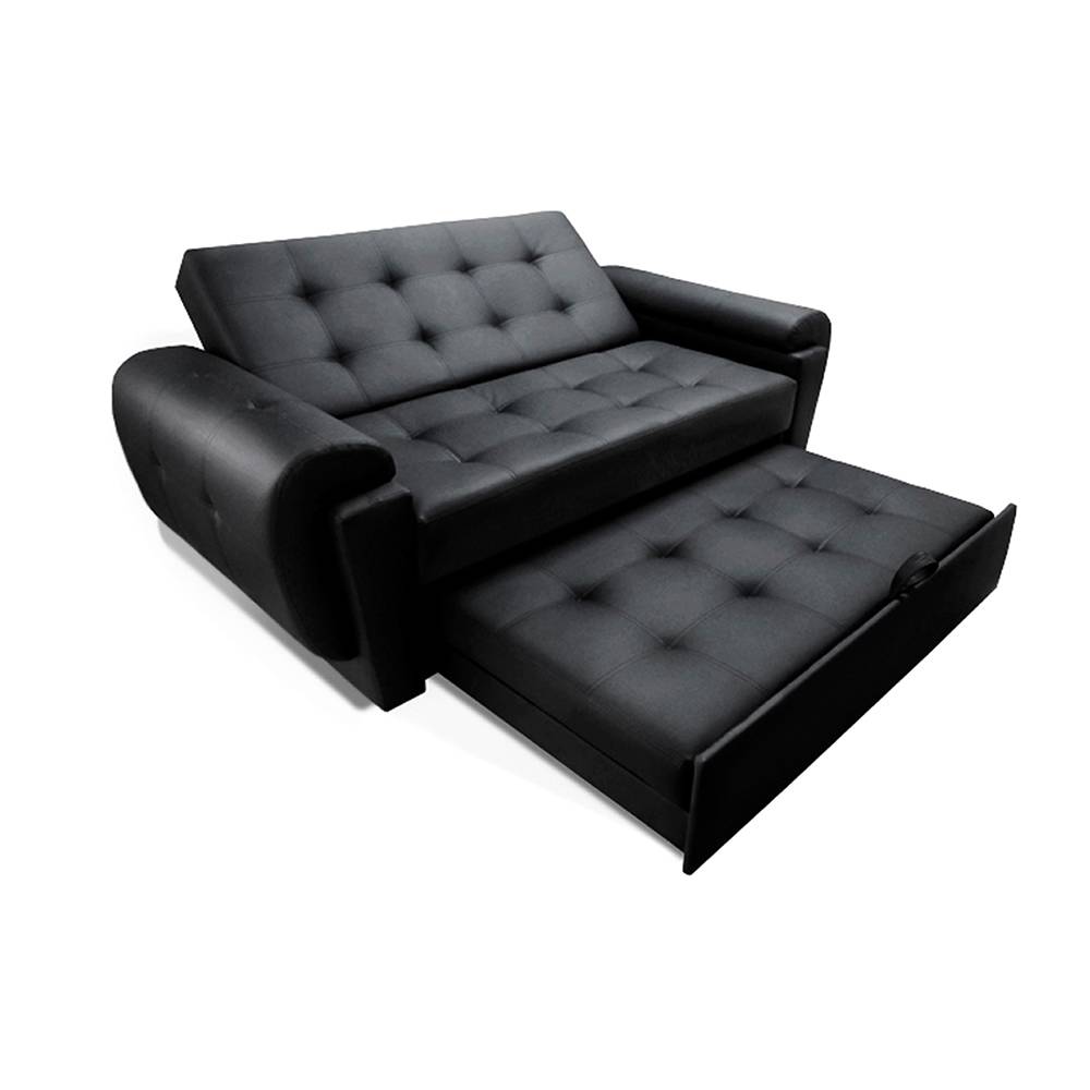 Sofá Cama Vignelli Negro 185x80cm De 3 Puestos Reclinable con Apoya Brazos