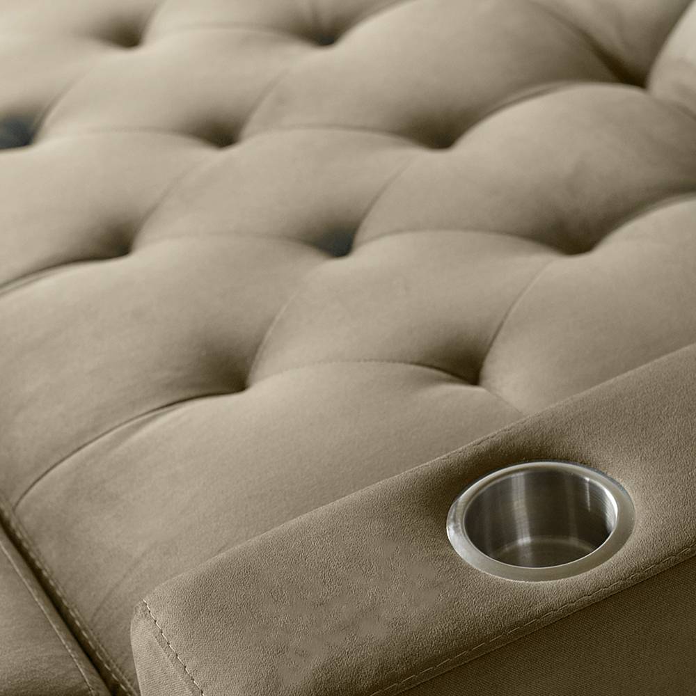 Sofá Cama Vicenzo Camel 150x86cm De 3 Puestos Reclinable con Apoya Brazos