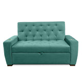 Sofá Cama Vicenzo Turquesa 150x86cm De 3 Puestos Reclinable con Apoya Brazos