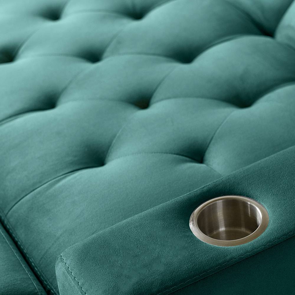 Sofá Cama Vicenzo Turquesa 150x86cm De 3 Puestos Reclinable con Apoya Brazos