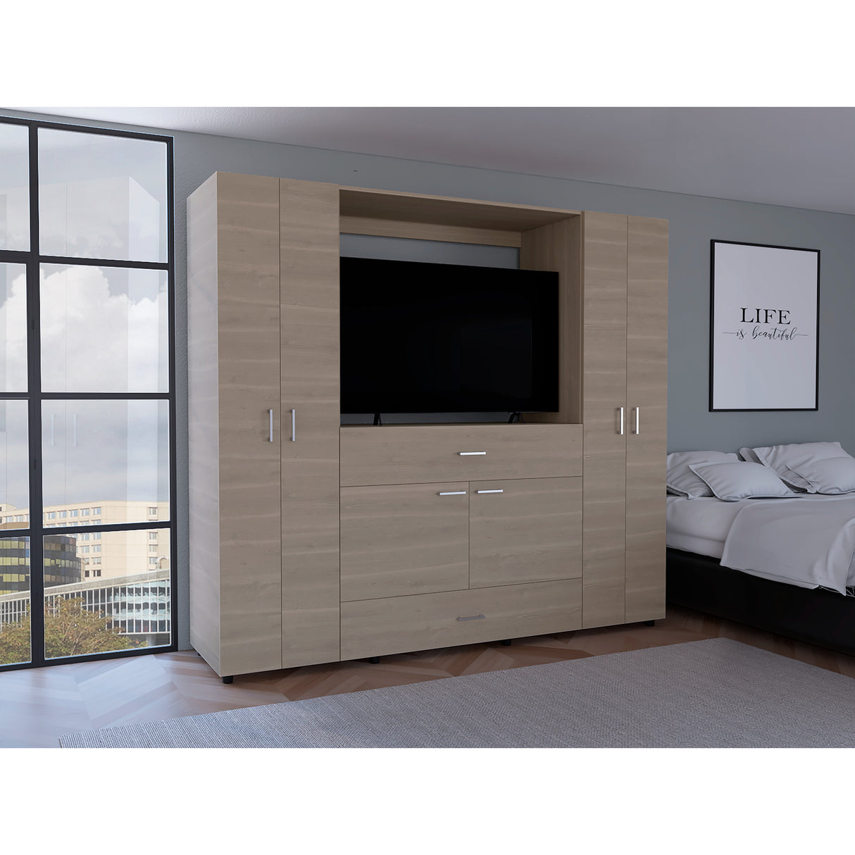 Closet Manila Z New Bardolino 198.4x179.9cm con Espacio para TV de 46 Pulgadas - CLOSETS | Bylmo