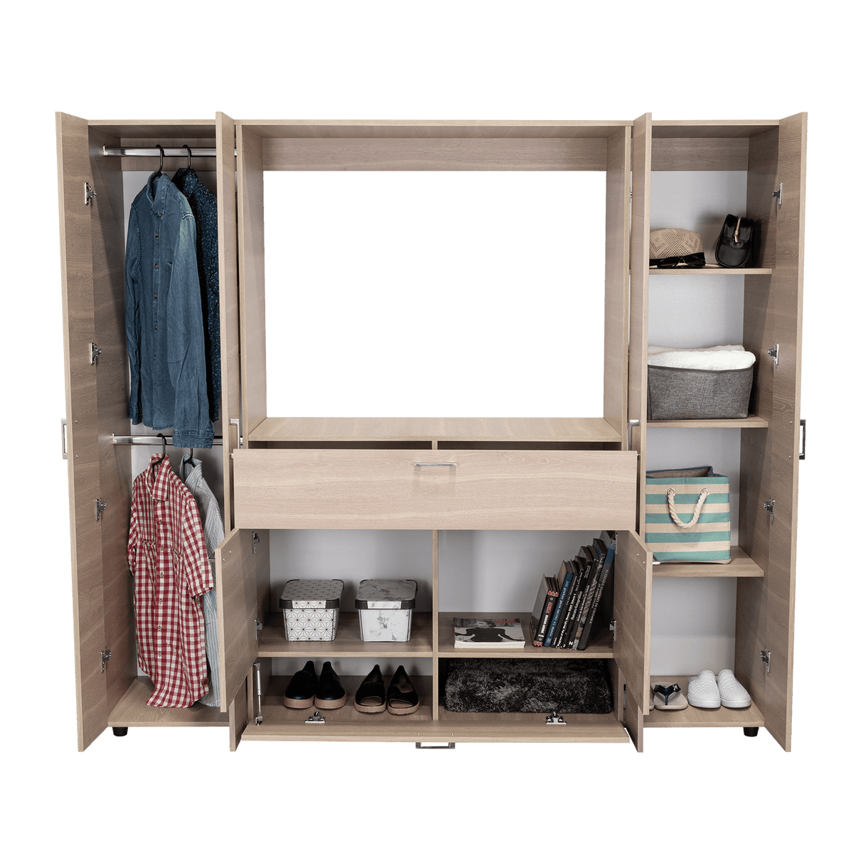 Closet Manila Z New Bardolino 198.4x179.9cm con Espacio para TV de 46 Pulgadas - CLOSETS | Bylmo