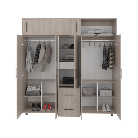Closet Montevideo Bardolino y Blanco 200.1x206cm con 3 Cajones con 4 Entrepaños - Closets | Bylmo