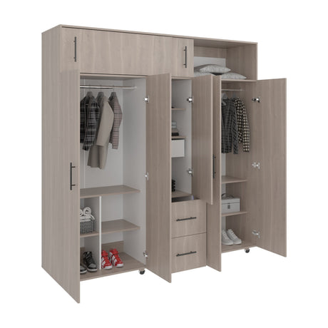 Closet Montevideo Bardolino y Blanco 200.1x206cm con 3 Cajones con 4 Entrepaños - Closets | Bylmo