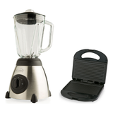 Combo Licuadora Kalley Gris y Negro 1.5 L y Sanduchera Panini Kalley