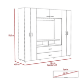 Closet Manila Wengue 198.4x179.9cm con 2 Cajones con 5 Entrepaños con Espacio para TV - Closets | Bylmo