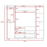 Closet Manila Wengue 198.4x179.9cm con 2 Cajones con 5 Entrepaños con Espacio para TV - Closets | Bylmo