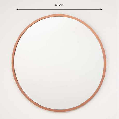 Espejo de Pared Oro Rosa 60x60cm Redondo con Marco En Madera - Espejos Decorativos | Bylmo