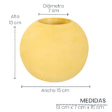 Matera de mesa Luna Amarillo 12x12cm de Cemento Circular de 1.4 Litros - Jardineria | Bylmo