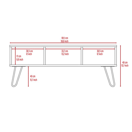 Mesa de Centro Vassel Miel 101x40cm Rectangular con Patas y con Compartimientos - Mesas | Bylmo